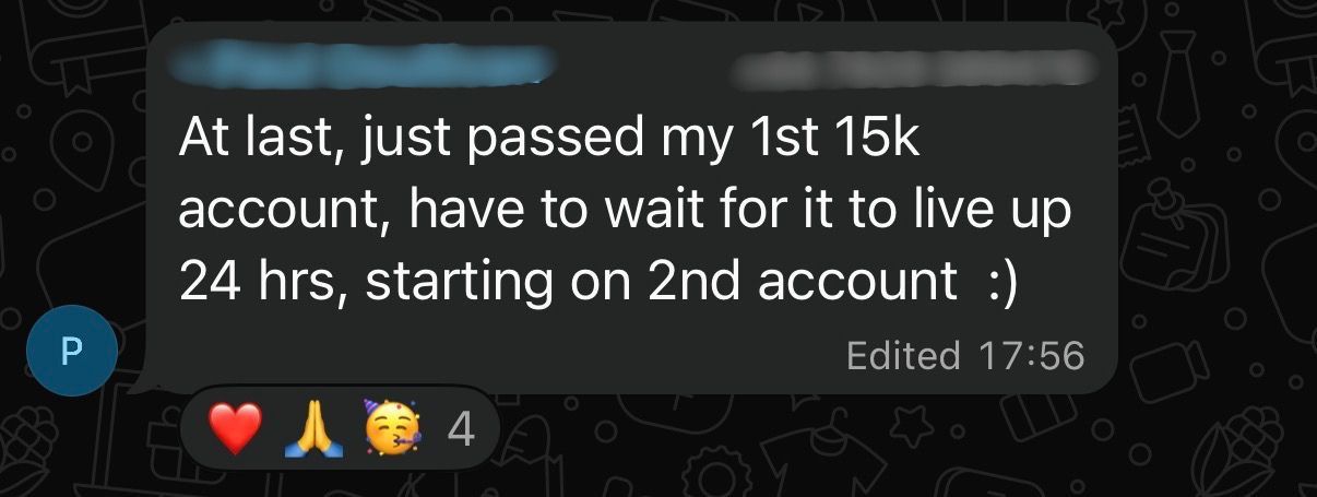 Paul O'Sullivan: Just passed my 1st 15k account, starting on 2nd account
